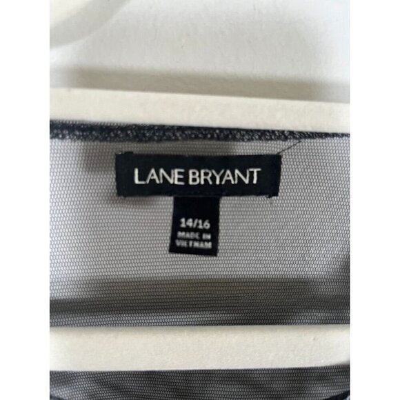 Lane Bryant Top Women 14 Black Sheer Floral Mesh Feminine Boho Western Classic - Picture 2 of 12